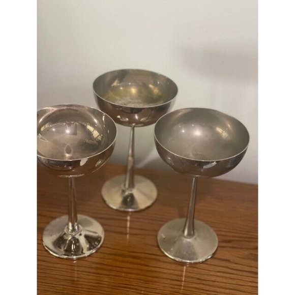 Set 3 Raimond Spain Silver Plated Cups Wine Champagne Goblet Chalices Long Stem - Picture 3 of 7